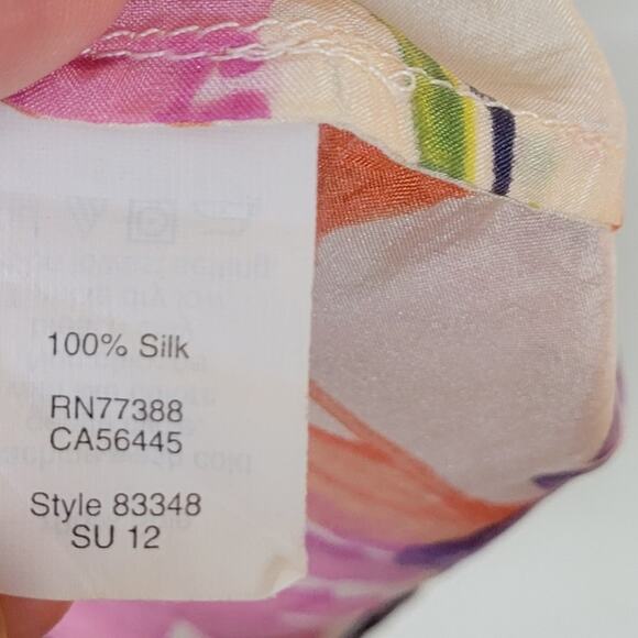 J. Crew Multicolored Floral Silk Tunic Coverup Large - Picture 8 of 9